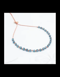 BLUE STORM - BRACELET LONDON BLUE QUARTZ SUR CORDON NOUÉ