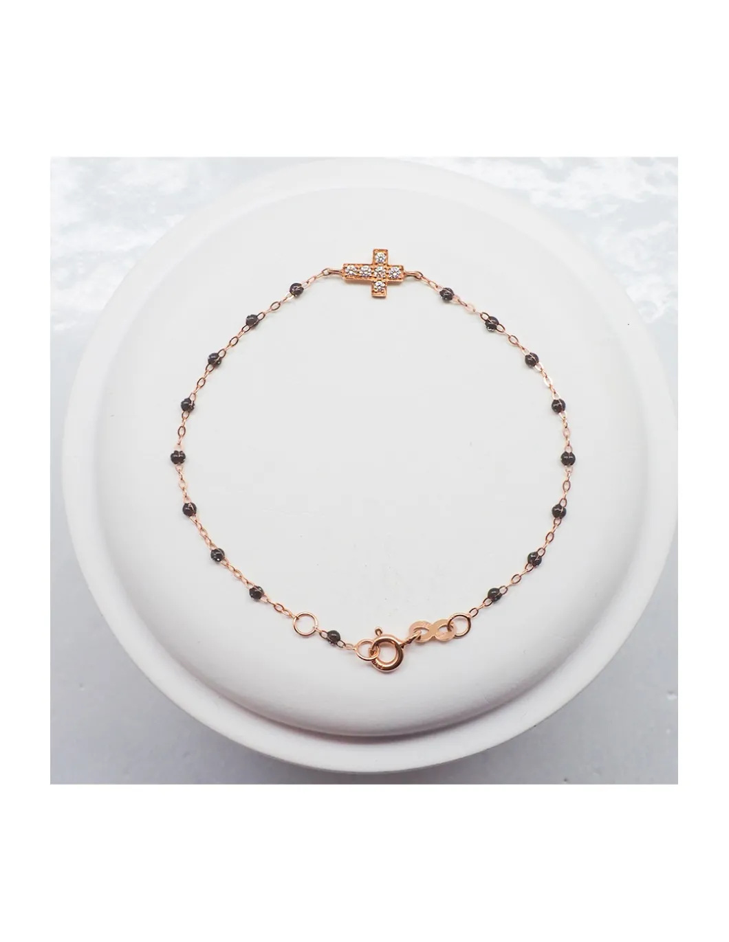 BRACELET CROIX DIAMANTS OR ROSE - GIGI - QUARTZ