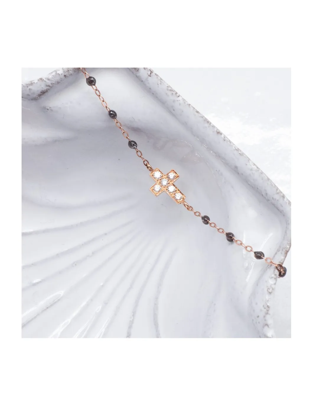 BRACELET CROIX DIAMANTS OR ROSE - GIGI - QUARTZ