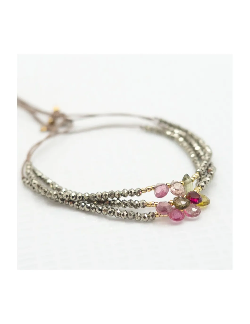 BROWNISH - BRACELET PYRITES ET GOUTTES TOURMALINES