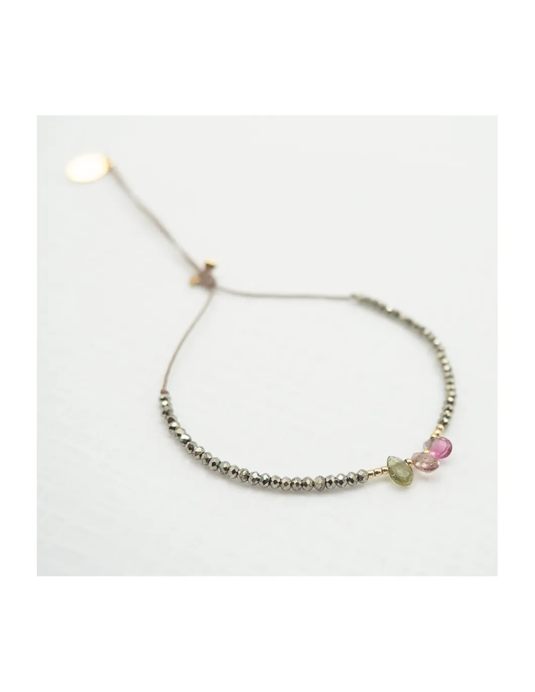 BROWNISH - BRACELET PYRITES ET GOUTTES TOURMALINES