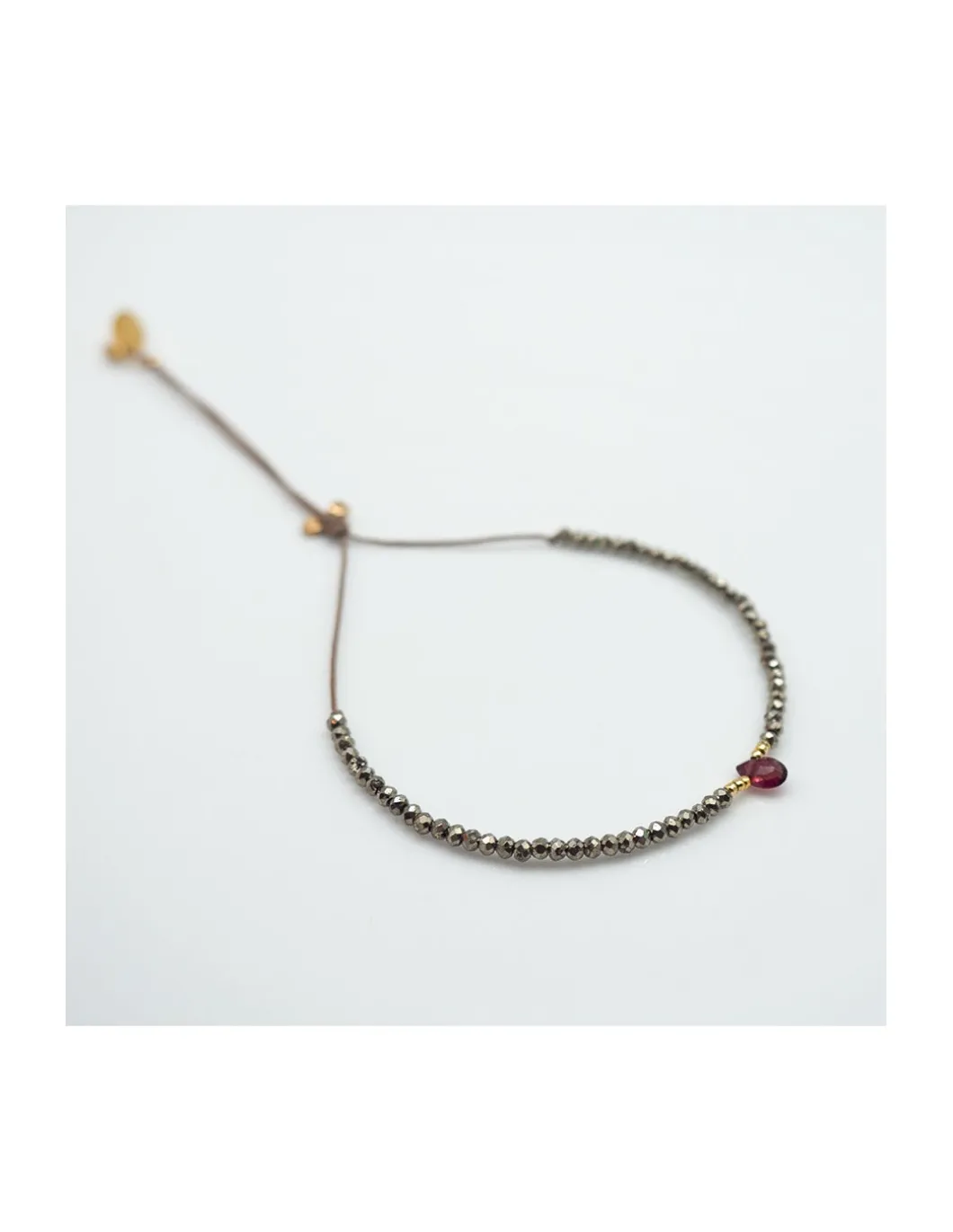 BROWNISH - BRACELET PYRITES ET GOUTTE TOURMALINE