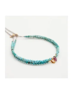 BROWNISH - BRACELET TURQUOISES ET GOUTTE TOURMALINE