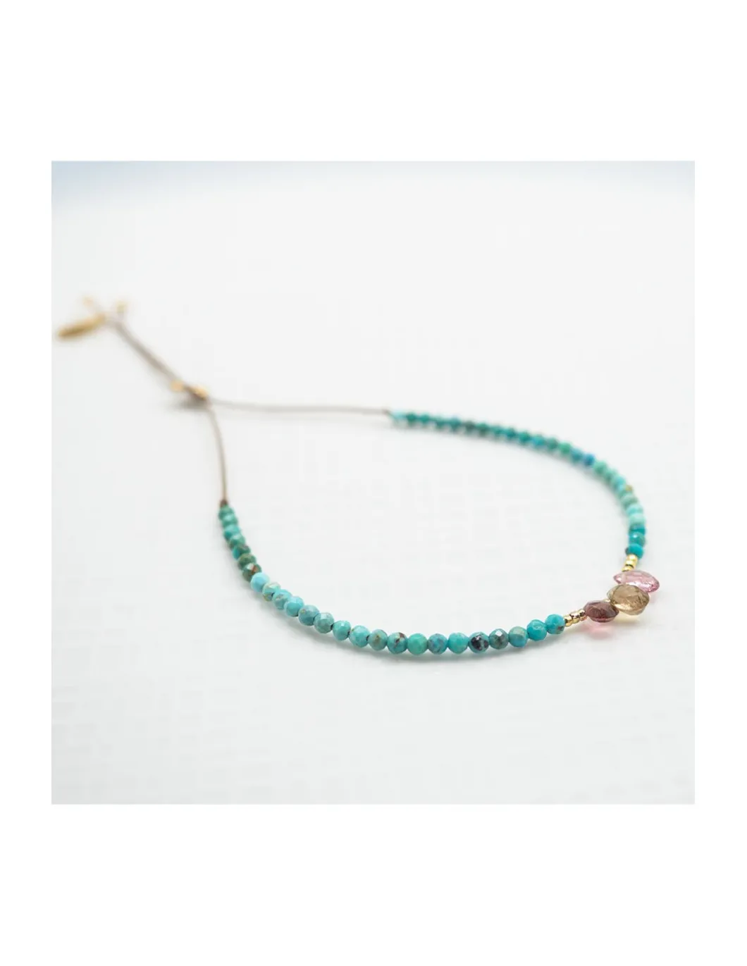 BROWNISH - BRACELET TURQUOISES ET GOUTTES TOURMALINES