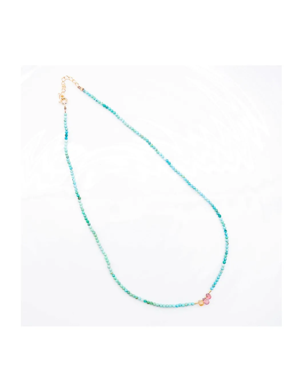 BROWNISH - COLLIER TURQUOISES ET GOUTTES TOURMALINES