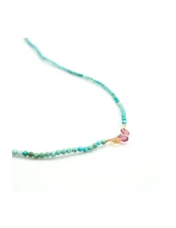 BROWNISH - COLLIER TURQUOISES ET GOUTTES TOURMALINES