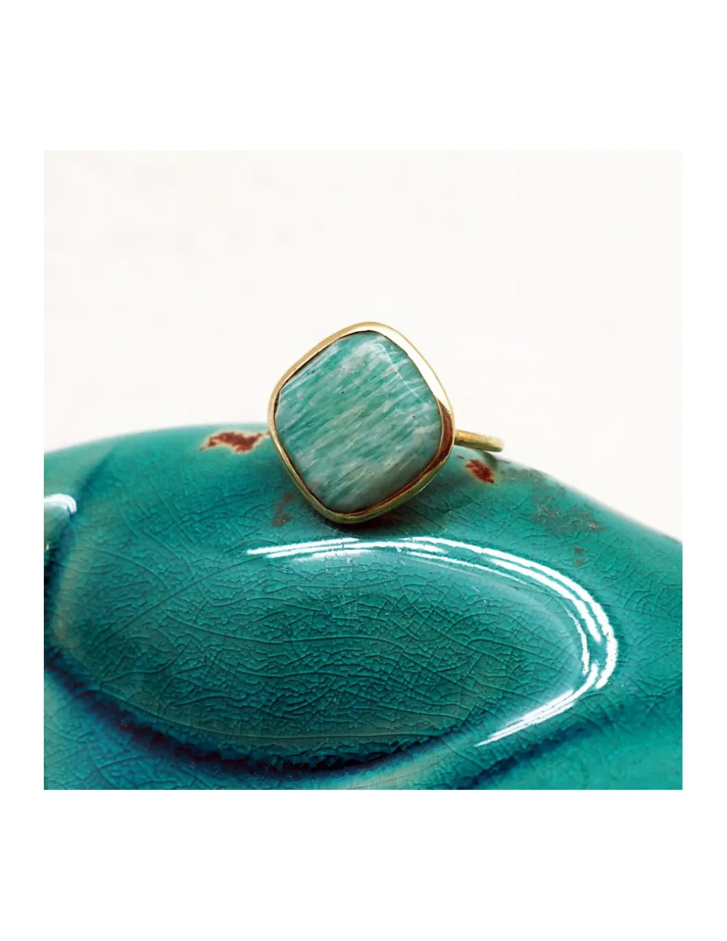 BY JOHANNE - DIWALI - BAGUE AMAZONITE - GRAND MODÈLE