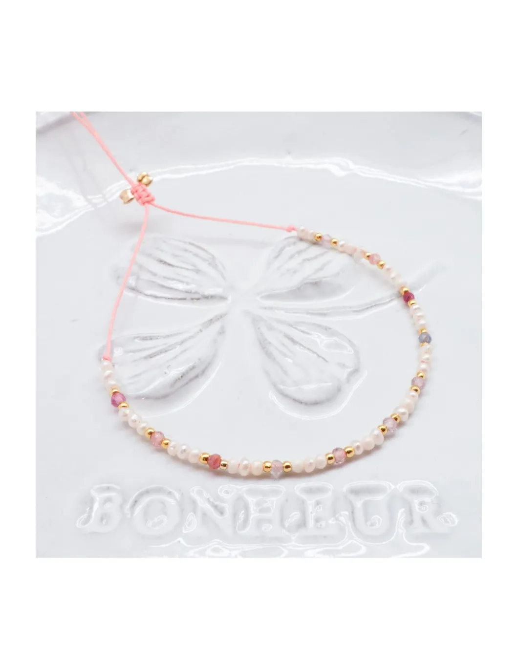 CANDIES - BRACELET 36 PERLES SOUCOUPES ET 11 SPINELLES MULTICOLORES SUR CORDON