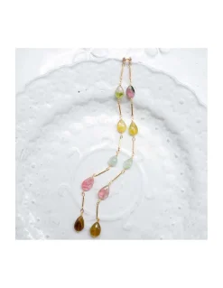CANNES - BOUCLE D'OREILLE PUCE ZIRCON ET 5 TOURMALINES AFGHANES SUR CHAÎNE