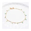 CANNES - BRACELET DE CHEVILLE CHAÎNE TUBES FINS ET TURQUOISES