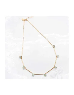 CANNES - COLLIER CHAÎNE GRANDES TIGES ET AQUAMARINES ORAGE