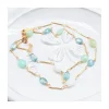 CANNES - COLLIER CHAÎNE PLAQUÉE OR, OPALES DU PÉROU ET ZIRCONS INTÉGRÉS À LA CHAÎNE