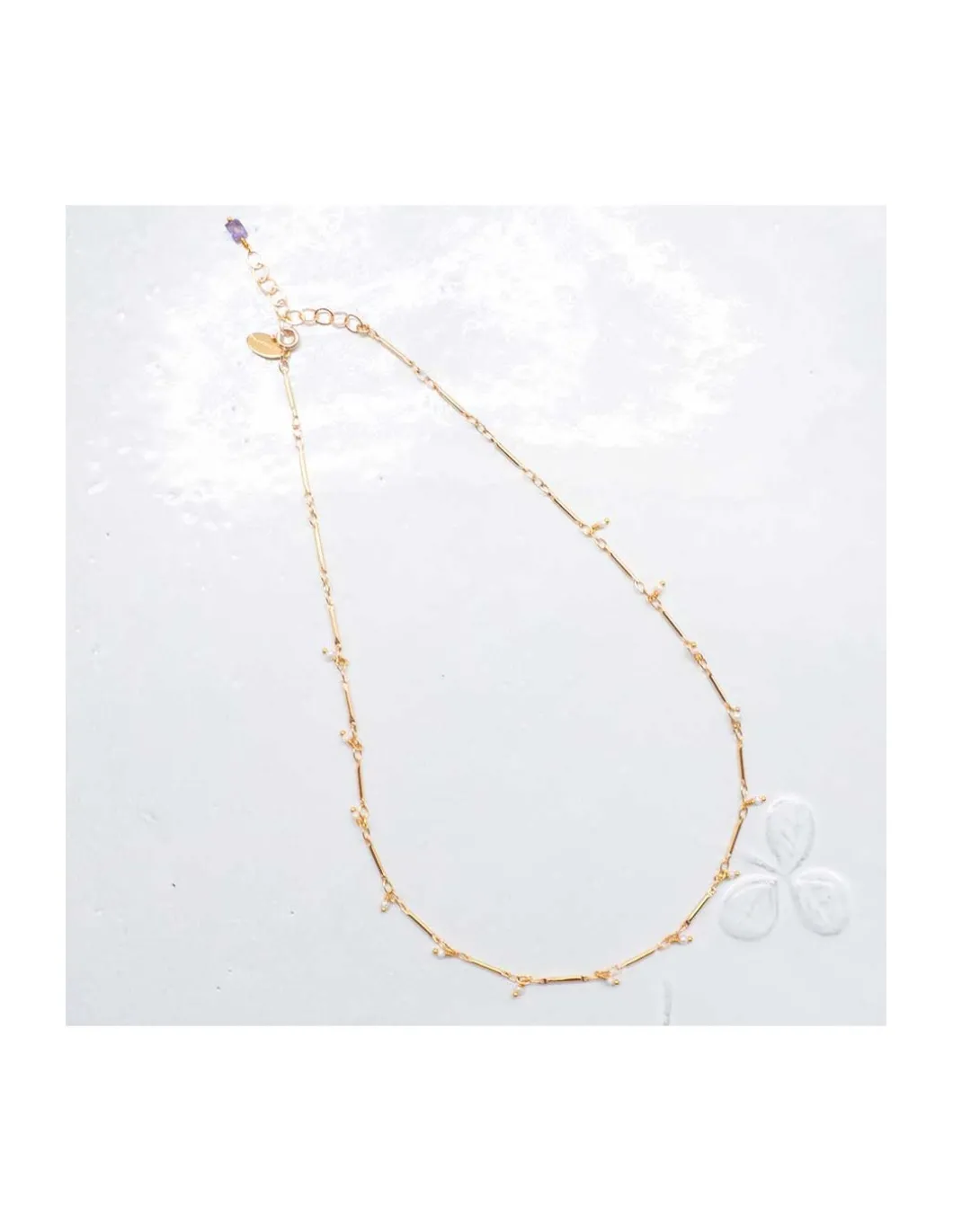 CANNES - COLLIER PERLES PETITES SOUCOUPES ET CHAÎNE TUBES