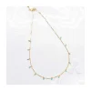 CANNES - COLLIER TURQUOISES SUR CHAÎNE TUBES FINS