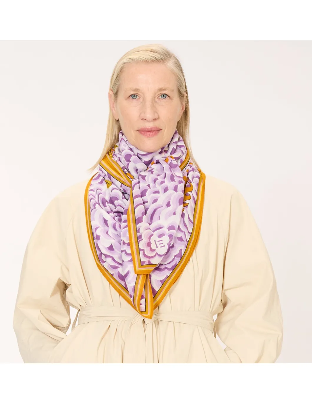 CARRE COTON - DRAGON - YELLOW