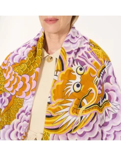 CARRE COTON - DRAGON - YELLOW