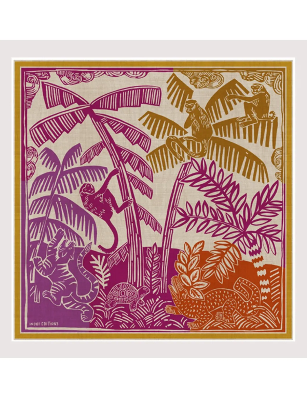 CARRE COTON - JUNGLE - FLAMBOYANT