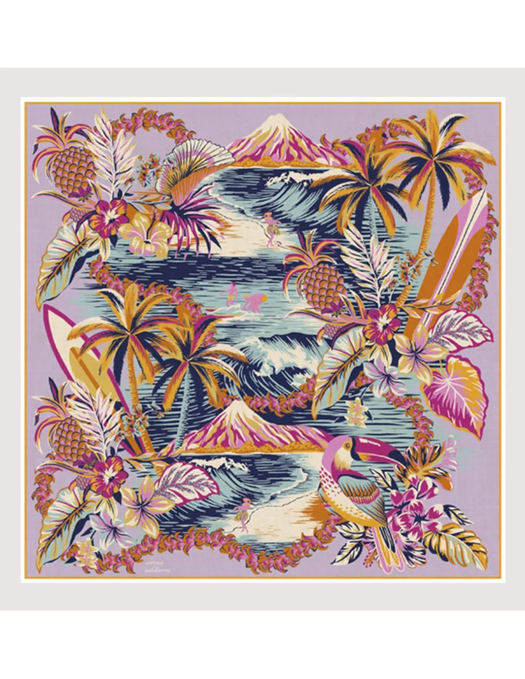 CARRE COTON ET SOIE - HAWAI - PARMA