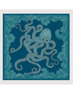 CARRE COTON ET SOIE - POSEIDON - AQUA