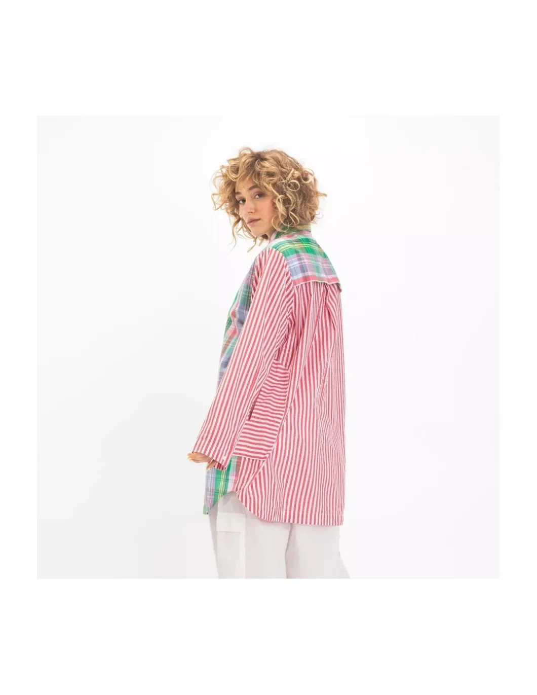 CHEMISE SATYA TARTAN ET RAYURES ROUGES ET BLANCHES
