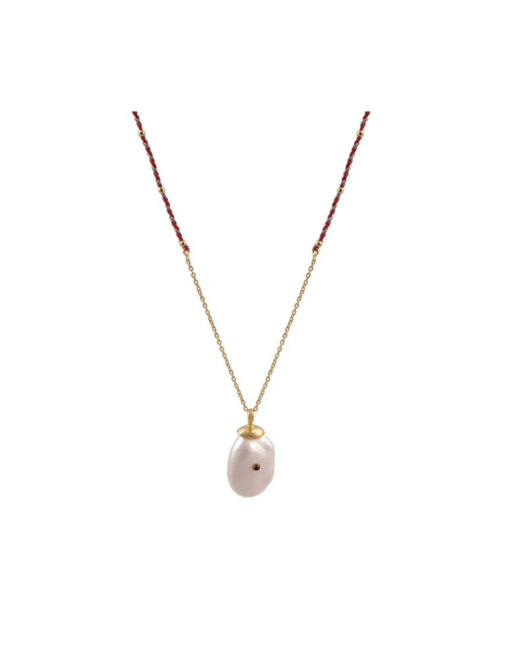 COLLIER - MOOREA 2 - GRENAT ET PERLE IRRÉGULIÈRE