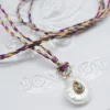 COLLIER - NAIADE PERLE D'EAU DOUCE ET TOURMALINE VERTE SUR CORDON EN SOIE