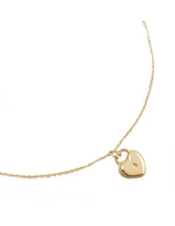 COLLIER CHAINE 45CM ET MEDAILLE PETIT COEUR CADENAS