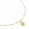 COLLIER CHAINE MIXTE 40CM ET MEDAILLE MINI DAISY