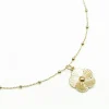 COLLIER CHAINE MIXTE 45CM ET MEDAILLE DAISY