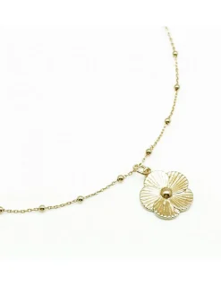 COLLIER CHAINE MIXTE 45CM ET MEDAILLE DAISY