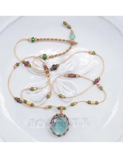 COLLIER TIBETAIN COURT FLUORITE RAINBOW N°903