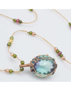 COLLIER TIBETAIN COURT FLUORITE RAINBOW N°902