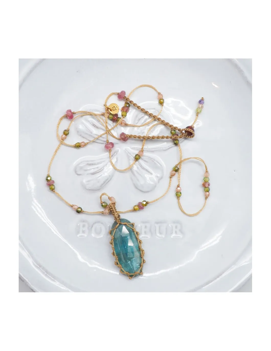 COLLIER TIBETAIN COURT KYANITE TEAL BLUE N°896