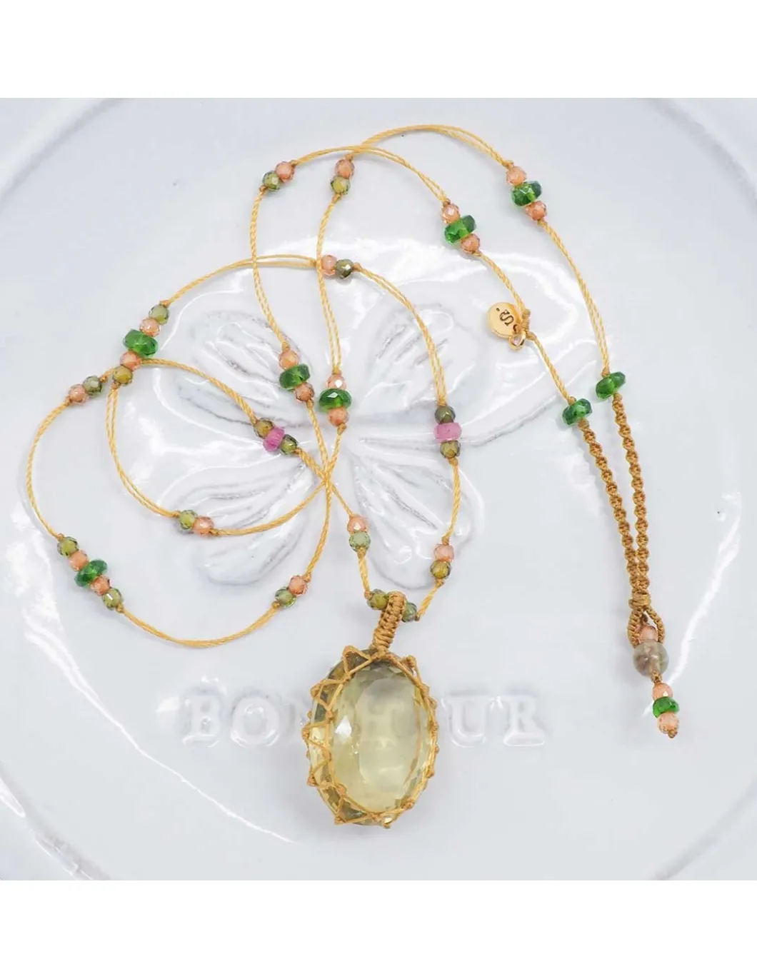 COLLIER TIBETAIN COURT LEMON TOPAZE N°907