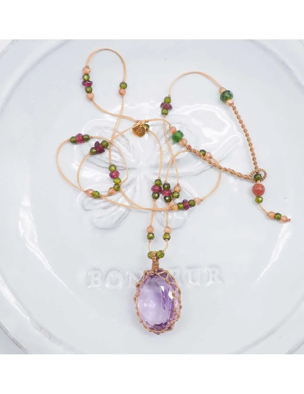 COLLIER TIBETAIN COURT LIGHT AMETHYSTE PURPLE N°867