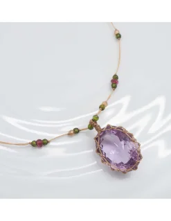 COLLIER TIBETAIN COURT LIGHT AMETHYSTE PURPLE N°867