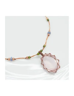 COLLIER TIBETAIN COURT QUARTZ ROSE N°882