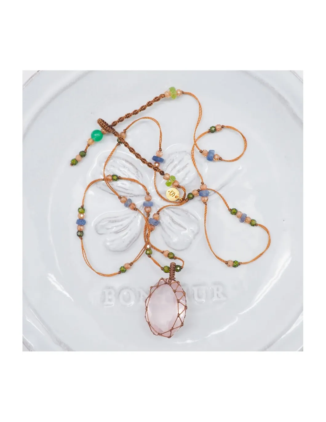 COLLIER TIBETAIN COURT QUARTZ ROSE N°882