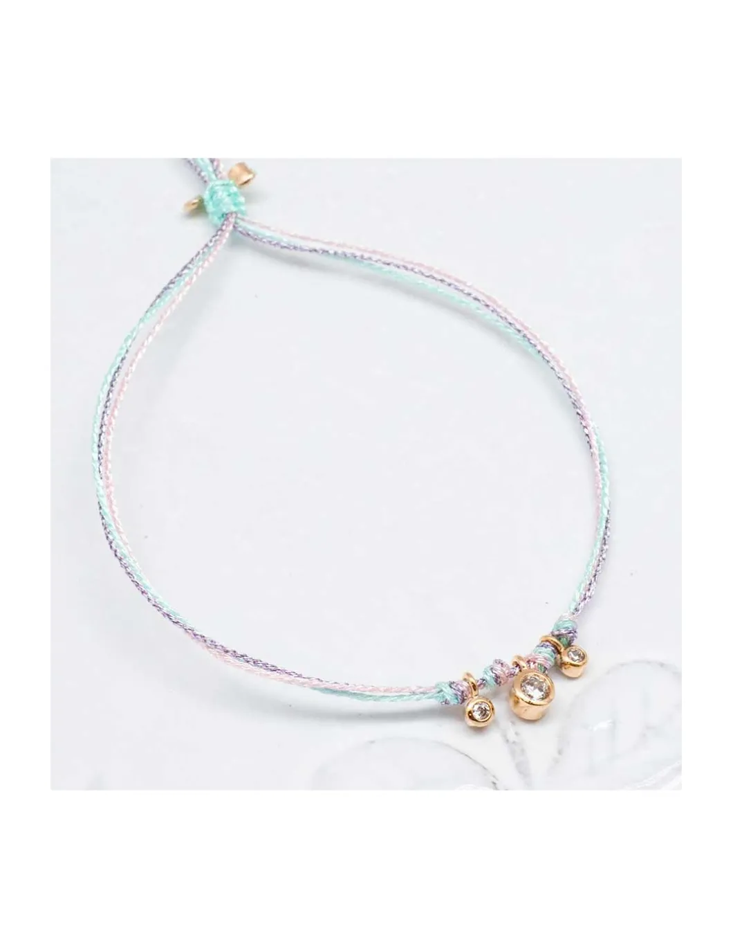 DAISY - BRACELET CORDONS LUREX ET 3 ZIRCONS (CORDON AU CHOIX)