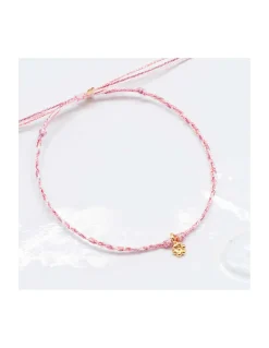 DAISY - BRACELET CORDONS LUREX ET FLEUR (CORDON AU CHOIX)