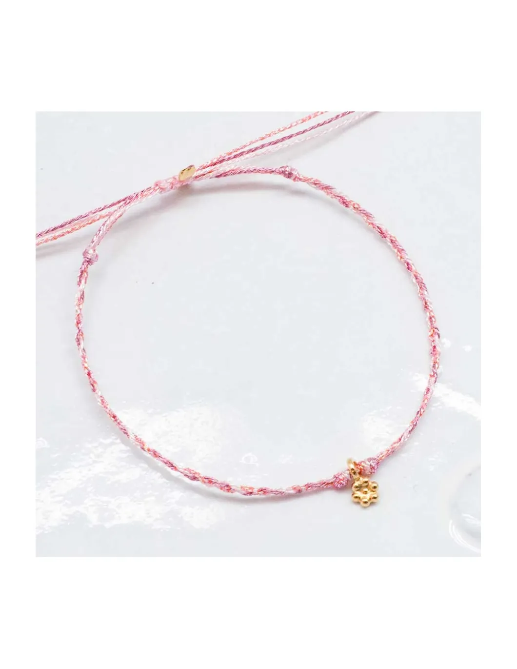 DAISY - BRACELET CORDONS LUREX ET FLEUR (CORDON AU CHOIX)