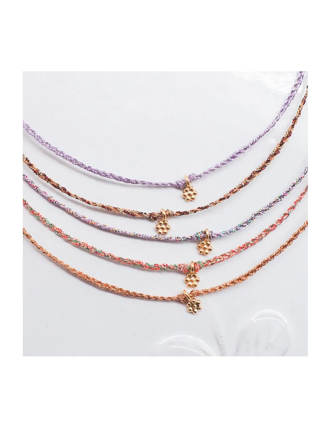 DAISY - COLLIER CORDONS LUREX, UNE FLEUR (CORDON AU CHOIX)