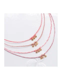 DAISY - COLLIER CORDONS LUREX ET 3 FLEURS (CORDONS ROSES AU CHOIX)