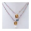 EVERGREEN - COLLIER GIGI MIX RUBIS ET SAPHIRS, CHARM CARRÉ AU CHOIX