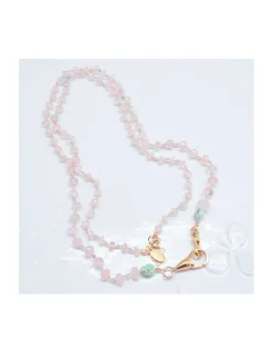 GIGI - COLLIER PEACH MORGANITES ET CHRYSOPRASES SUR CORDON NOUÉ