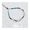 G-LINKS - BRACELET CHRYSOCOLLES ET CHAÎNE PLAQUÉE OR 8 MAILLONS OVALES