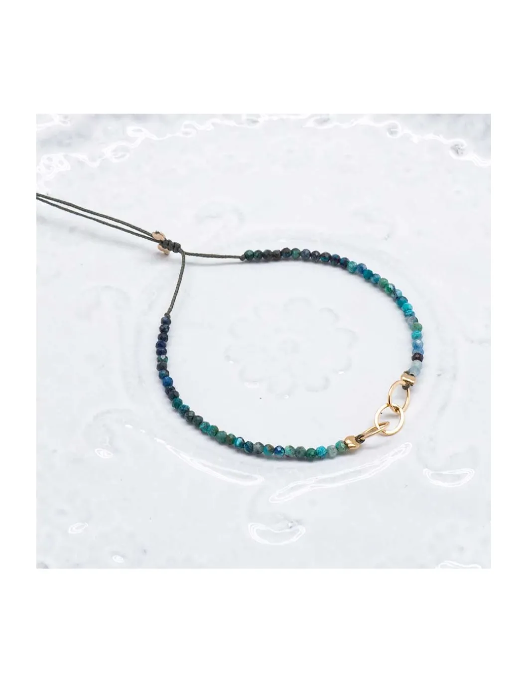 G-LINKS - BRACELET CHRYSOCOLLES ET CHAÎNE PLAQUÉE OR 3 MAILLONS OVALES