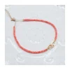 G-LINKS - BRACELET CORAIL BAMBOO ET CHAÎNE PLAQUÉE OR 3 MAILLONS OVALES