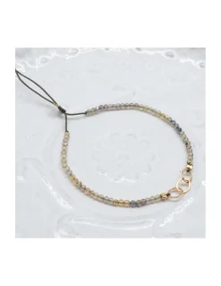 G-LINKS - BRACELET SAPHIRS VERT PERROQUET ET CHAÎNE PLAQUÉE OR 3 MAILLONS OVALES