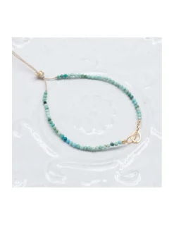 G-LINKS - BRACELET TURQUOISES ET CHAÎNE PLAQUÉE OR 3 MAILLONS OVALES